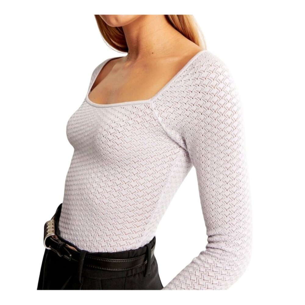 Abercrombie & Fitch Womens Lilac Knitted Bodysuit size Medium